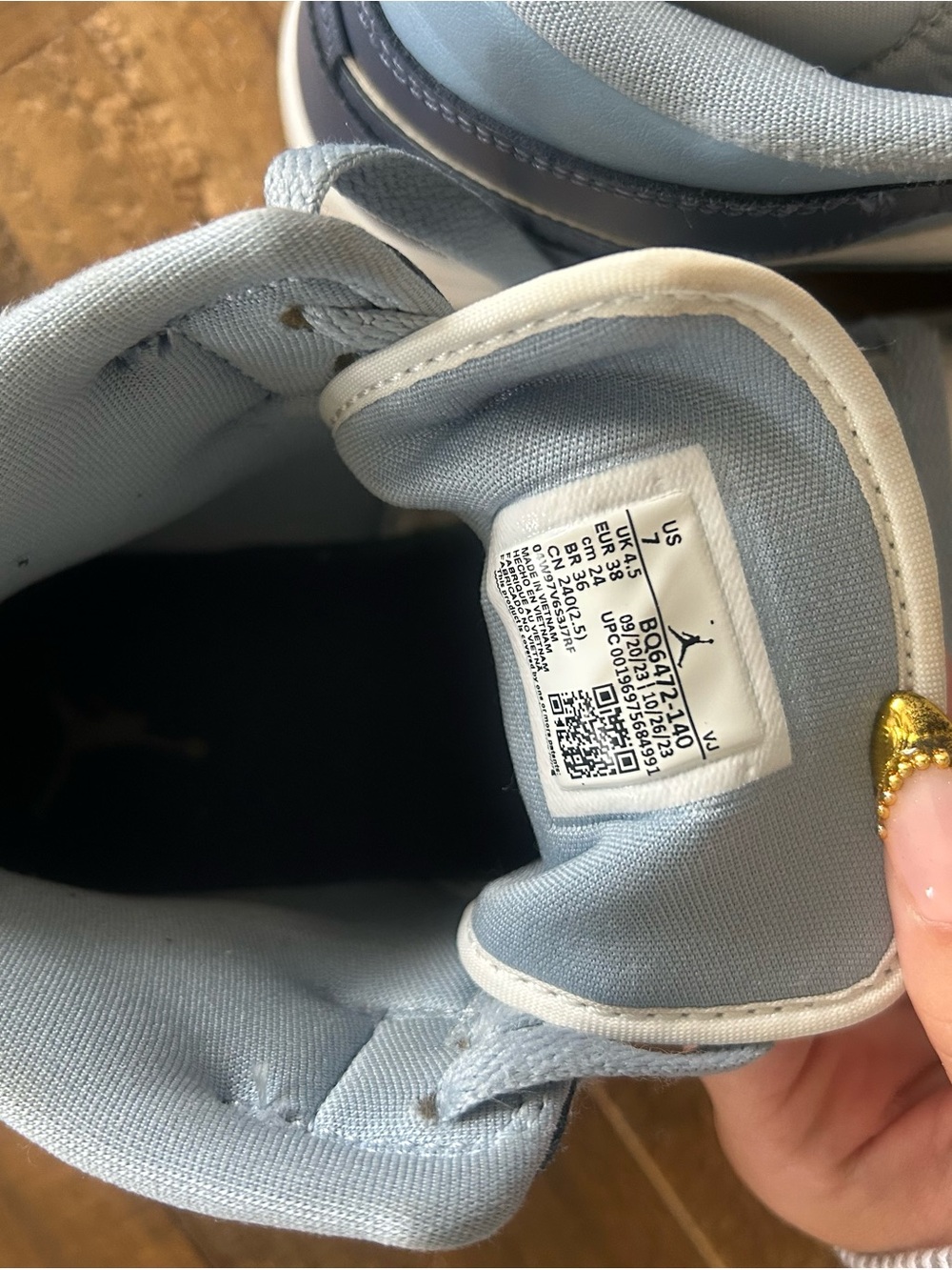 Jordan Light Blue and White Low-Top Sneakers - Picture 3 of 4